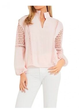 Tuckernuck Pink Eyelet Jane Blouse Small Top